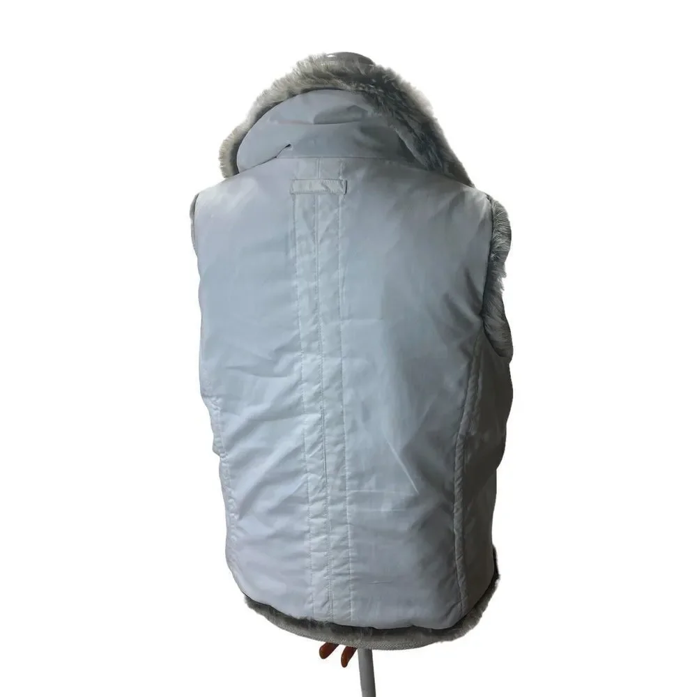 Weatherproof  Company Vest Womens‎ M Reversible Faux Fur & White Brown Animal